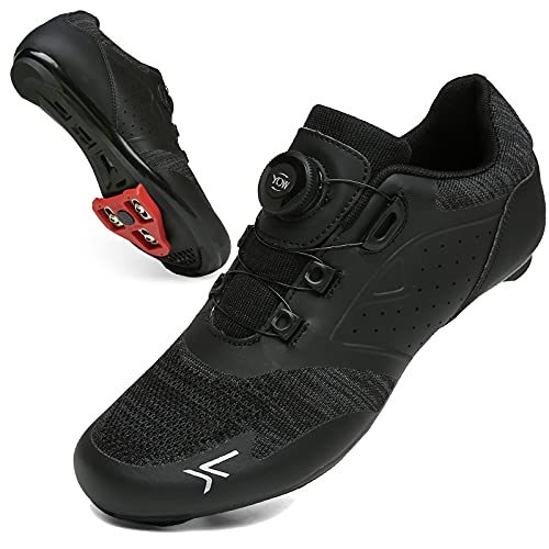 VNANV Fahrradschuhe Herren Damen Rennradschuhe MTB Schuhe Herren Damen rennradschuhe Herren rennrad Fahrradschuhe Look SPD SPD-SL Delta Lock Pedal Reitschuhe Spinning Schuhen(37,Schwarz) von VNANV