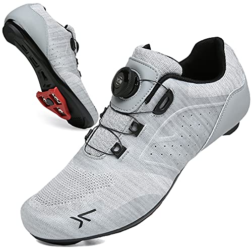 VNANV Fahrradschuhe Herren Damen Rennradschuhe MTB Schuhe Herren Damen rennradschuhe Herren rennrad Fahrradschuhe Look SPD SPD-SL Delta Lock Pedal Reitschuhe Spinning Schuhen(44,Grau) von VNANV