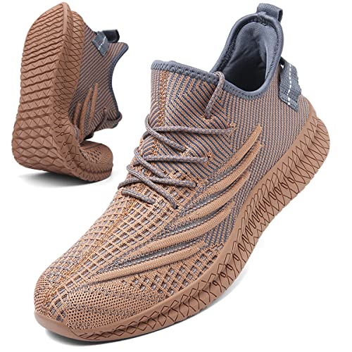 VNANV Herren Laufen Gehen Tennis Trainer Casual Fitnessstudio Athletische Fitness Sport Schuhe - Mode Turnschuhe- Leichtgewicht-Komfortable（sandig 39） von VNANV