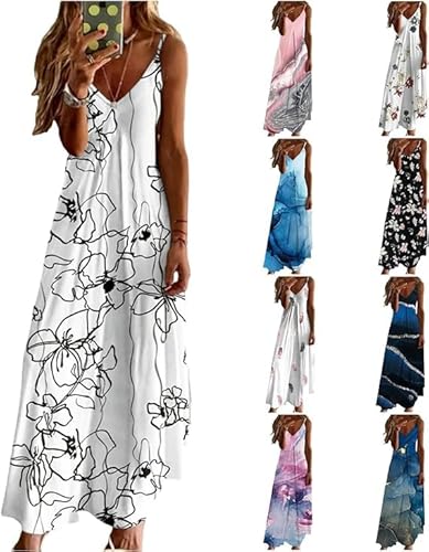 Damen Sommerkleid Lang Maxikleid Sexy Trägerkleid Elegant Freizeitkleider Knielang Kleid Boho Strandkleid Lässig Spaghettiträger Blumen Kleid Minikleid V-Ausschnitt Ärmellos Freizeitkleid Partykleid Damen Sommerkleid Lang Maxikleid Sexy Trägerkleid Elegant Freizeitkleider Knielang Kleid Boho Strandkleid Lässig Spaghettiträger Blumen Kleid Minikleid V-Ausschnitt Ärmellos Freizeitkleid Partykleid von VNBUY