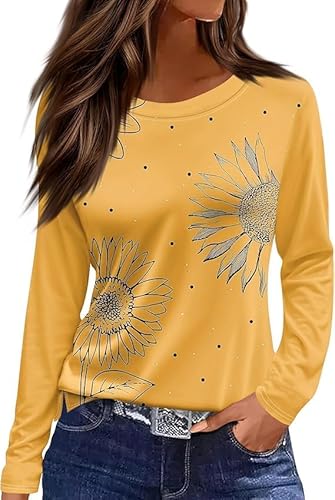 Langarmshirt Damen Rundhals Streifen Sport Langarm geometrischem Druck Tunika Shirt Elegant Casual Oberteile Vintage Langarmshirt Mode Landhausmode Atmungsaktiv Freizeit von VNBUY