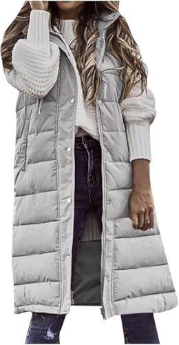 VNBUY Damen Lang Weste Steppweste Herbst Winter Daunenweste Übergangsweste Winterjacke Longweste Winterweste Leichte Warm Gesteppt Reißverschluss Pufferjacke mit Kapuze Outdoor Ärmellos Jacke VNBUY Damen Lang Weste Steppweste Herbst Winter Daunenweste Übergangsweste Winterjacke Longweste Winterweste Leichte Warm Gesteppt Reißverschluss Pufferjacke mit Kapuze Outdoor Ärmellos Jacke von VNBUY