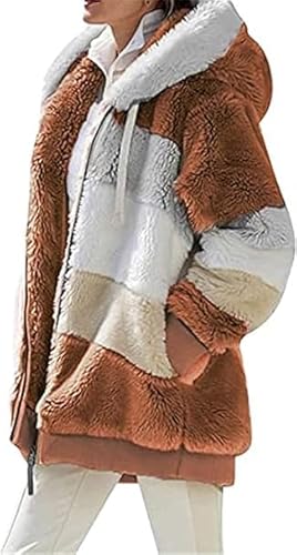 VNBUY Damen Mantel Kapuzenjacke Warm Winterjacke Mode Einfarbig Herbst Hoodie Pullover Oversize Sweatjacke Reißverschluss Plüschjacke Fleecejacke Oberteile Zip Sweatshirt Cardigan Outwear von VNBUY