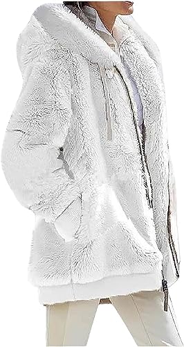 VNBUY Damen Mantel Kapuzenjacke Warm Winterjacke Mode Einfarbig Herbst Hoodie Pullover Oversize Sweatjacke Reißverschluss Plüschjacke Fleecejacke Oberteile Zip Sweatshirt Cardigan Outwear von VNBUY