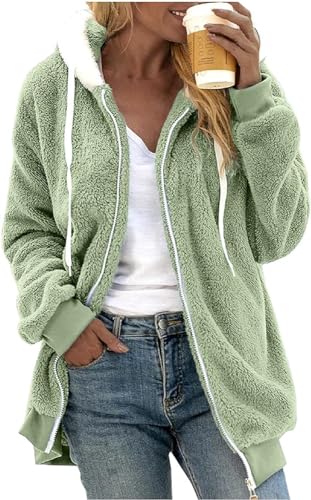 VNBUY Damen Mantel Plüschjacke winterjacke Winter warm kapuzenjacke Oversize Wintermantel Sweatjacke Kapuzenjacke Cardigan Jacken von VNBUY