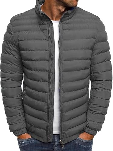 VNBUY Herren jacke Winterjacke Wasserdichte Steppjacke Reißverschluss lässige Bomberjacken warm gepolsterte Mäntel übergangsjacke softshelljacke für herren Einfarbig Jacket von VNBUY