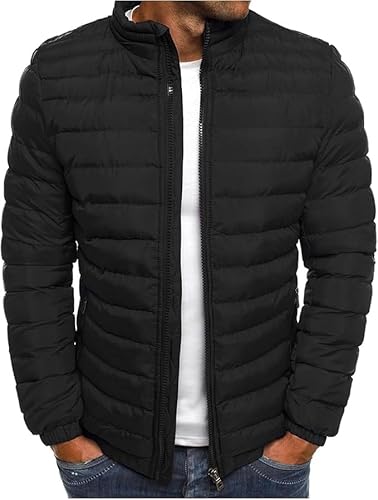 VNBUY Herren jacke Winterjacke Wasserdichte Steppjacke Reißverschluss lässige Bomberjacken warm gepolsterte Mäntel übergangsjacke softshelljacke für herren Einfarbig Jacket von VNBUY