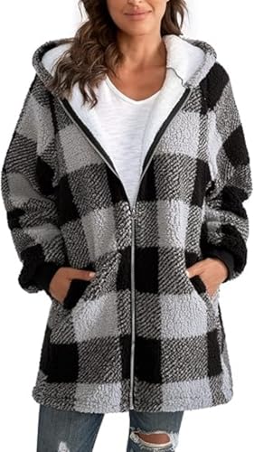 VNBUY Kapuzenpullover für Damen Lange Lässige Karierte Vintage Jacke Fake Fleecemantel Winter Plüschjacke Langarm Wintermantel Strickjacke Kapuzenjacke Winterjacke mit Taschen Reißverschluss VNBUY Kapuzenpullover für Damen Lange Lässige Karierte Vintage Jacke Fake Fleecemantel Winter Plüschjacke Langarm Wintermantel Strickjacke Kapuzenjacke Winterjacke mit Taschen Reißverschluss von VNBUY