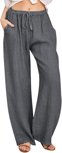 VNBUY Leinenhose Damen Leichte Sommerhose Baumwolle Leinen Hose Cargohosen Leicht Frau Jogginghose Einfarbig Elegante Wanderhose VNBUY Leinenhose Damen Leichte Sommerhose Baumwolle Leinen Hose Cargohosen Leicht Frau Jogginghose Einfarbig Elegante Wanderhose von VNBUY