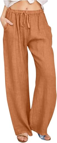 VNBUY Leinenhose Damen Leichte Sommerhose Baumwolle Leinen Hose Cargohosen Leicht Frau Jogginghose Einfarbig Elegante Wanderhose VNBUY Leinenhose Damen Leichte Sommerhose Baumwolle Leinen Hose Cargohosen Leicht Frau Jogginghose Einfarbig Elegante Wanderhose von VNBUY