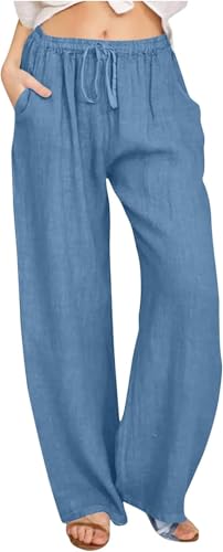 VNBUY Leinenhose Damen Leichte Sommerhose Baumwolle Leinen Hose Cargohosen Leicht Frau Jogginghose Einfarbig Elegante Wanderhose VNBUY Leinenhose Damen Leichte Sommerhose Baumwolle Leinen Hose Cargohosen Leicht Frau Jogginghose Einfarbig Elegante Wanderhose von VNBUY