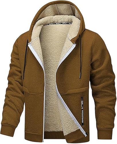 VNBUY Sweatjacke Herren Fleecejacke Zip Hoodie Warm Gefüttert Winter Kapuzenjacke Kapuzenpullover Sweatshirt mit Kapuze Winterjacke Jogging Teddyfleece Jacken Pullover mit Taschen Outdoor von VNBUY