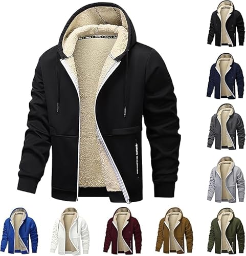 VNBUY Sweatjacke Herren Fleecejacke Zip Hoodie Warm Gefüttert Winter Kapuzenjacke Kapuzenpullover Sweatshirt mit Kapuze Winterjacke Jogging Teddyfleece Jacken Pullover mit Taschen Outdoor von VNBUY