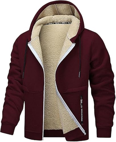 VNBUY Sweatjacke Herren Fleecejacke Zip Hoodie Warm Gefüttert Winter Kapuzenjacke Kapuzenpullover Sweatshirt mit Kapuze Winterjacke Jogging Teddyfleece Jacken Pullover mit Taschen Outdoor von VNBUY