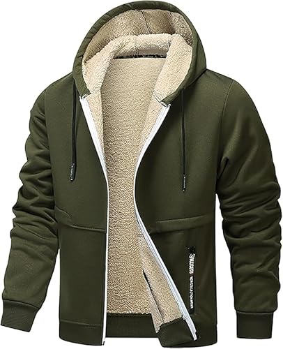 VNBUY Sweatjacke Herren Fleecejacke Zip Hoodie Warm Gefüttert Winter Kapuzenjacke Kapuzenpullover Sweatshirt mit Kapuze Winterjacke Jogging Teddyfleece Jacken Pullover mit Taschen Outdoor von VNBUY