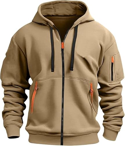 VNBUY Sweatjacke Herren mit Kapuze Kapuzenpulli Zip Hoodie Bequem Wärme Sweatshirt mit Taschen Jacken Leichte Einfarbig Übergangsjacke Männer Sportjacke Kapuzenjacke Wintermantel herrenkleidung von VNBUY
