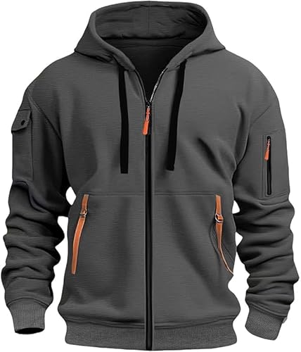 VNBUY Sweatjacke Herren mit Kapuze Kapuzenpulli Zip Hoodie Bequem Wärme Sweatshirt mit Taschen Jacken Leichte Einfarbig Übergangsjacke Männer Sportjacke Kapuzenjacke Wintermantel herrenkleidung von VNBUY