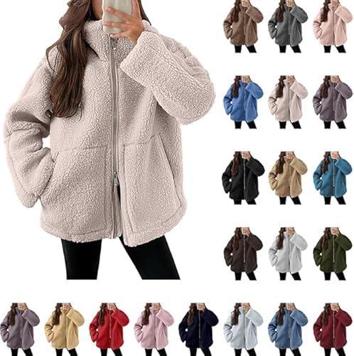 VNBUY Winterjacke Damen Teddyjacke Herbst Winter Doppelschieber Fleecejacke Steppjacke Locker mit Taschen Übergangsjacke Warme Revers Wolljacke Einfarbig Flauschig Dick Plüschjacke Fleecemantel VNBUY Winterjacke Damen Teddyjacke Herbst Winter Doppelschieber Fleecejacke Steppjacke Locker mit Taschen Übergangsjacke Warme Revers Wolljacke Einfarbig Flauschig Dick Plüschjacke Fleecemantel von VNBUY
