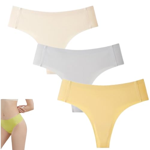 VNDUIFH 3 unsichtbare Cameltoe-Tangas, unsichtbare Hipster-G-String-Unterwäsche, Nahtlose Cameltoe-Tangas für Damen (C,M) von VNDUIFH