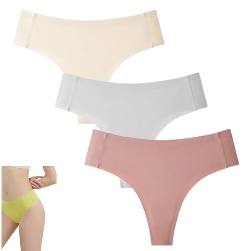 VNDUIFH 3 unsichtbare Cameltoe-Tangas, unsichtbare Hipster-G-String-Unterwäsche, Nahtlose Cameltoe-Tangas für Damen (D,L) von VNDUIFH