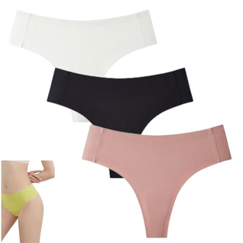 VNDUIFH 3 unsichtbare Cameltoe-Tangas, unsichtbare Hipster-G-String-Unterwäsche, Nahtlose Cameltoe-Tangas für Damen (F,M) von VNDUIFH