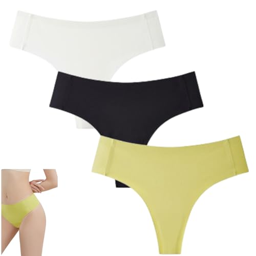 VNDUIFH 3 unsichtbare Cameltoe-Tangas, unsichtbare Hipster-G-String-Unterwäsche, Nahtlose Cameltoe-Tangas für Damen (G,M) von VNDUIFH