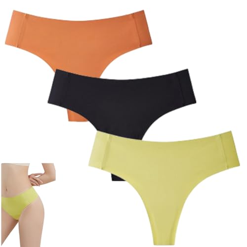 VNDUIFH 3 unsichtbare Cameltoe-Tangas, unsichtbare Hipster-G-String-Unterwäsche, Nahtlose Cameltoe-Tangas für Damen (H,M) von VNDUIFH