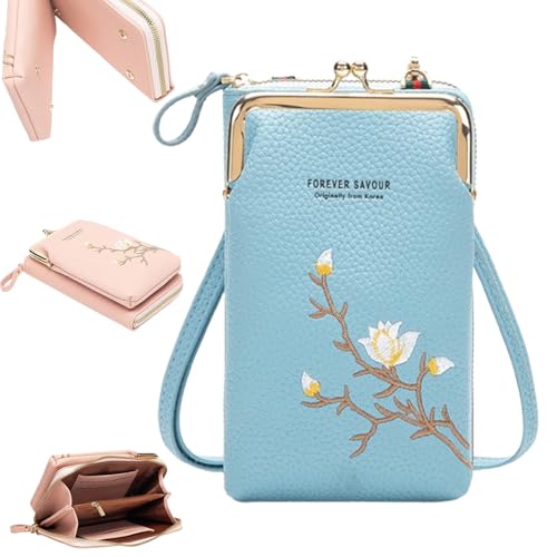 VNDUIFH Forever Savour Damen-Umhängetasche mit Handyhalterung, Forever Savour Handytasche (Blue) von VNDUIFH