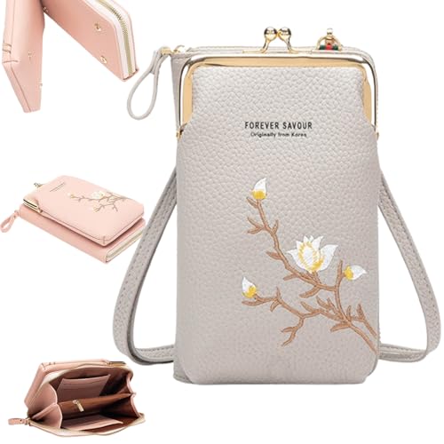 VNDUIFH Forever Savour Damen-Umhängetasche mit Handyhalterung, Forever Savour Handytasche (Gray) von VNDUIFH