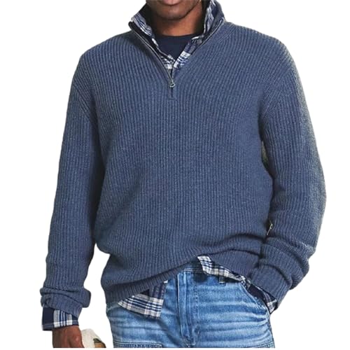 VNDUIFH Herren-Kaschmir-Business-Casual-Pullover mit Reißverschluss, Pullover mit 1/4-Reißverschluss, lässiger, lockerer Pullover mit Stehkragen und Reißverschluss (3,4XL) von VNDUIFH