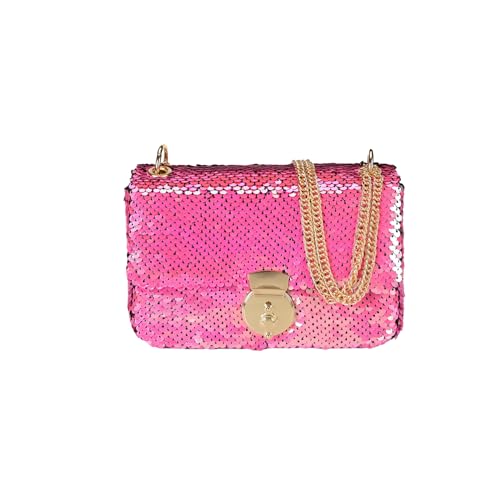 VNFIOEI Clutch Damen Glitzer Pailletten Abendtasche Umhängetasche Elegante Paillettenbesetzt Schulter Crossbody Bag Kette Tasche für Hochzeit Date Night Abendparty Party Bankett(ROSA) von VNFIOEI