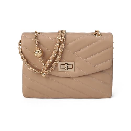VNFIOEI Klein Handtasche für Damen, Kleine Umhängetasche Metallkette Crossbody Bag Elegant Tasche Khaki VNFIOEI Klein Handtasche für Damen, Kleine Umhängetasche Metallkette Crossbody Bag Elegant Tasche Khaki von VNFIOEI
