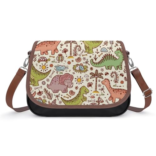 Umhängetasche Damen Cartoon-Dinosaurier Schultertasche Crossbody Tasche Handytasche Geldbörsen 31x22x11cm von VNJVPWLQW