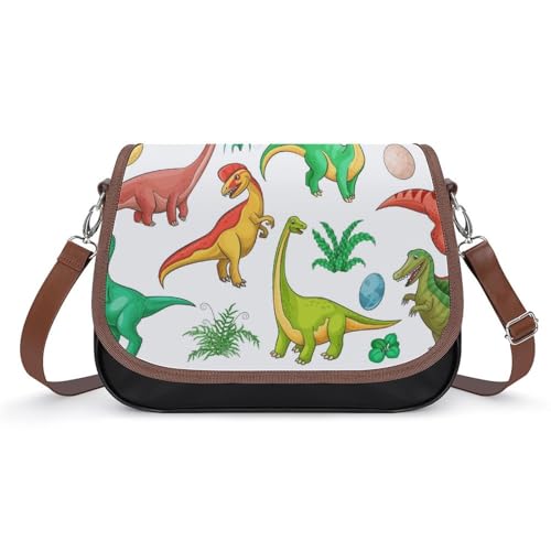 Umhängetasche Damen Cartoon Dinosaurier Schultertasche Crossbody Tasche Handytasche Geldbörsen 31x22x11cm von VNJVPWLQW