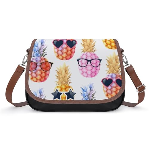 VNJVPWLQW Umhängetasche Damen Ananas Brille Schultertasche Crossbody Tasche Handytasche Geldbörsen 31x22x11cm von VNJVPWLQW