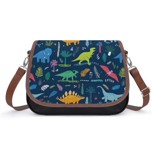VNJVPWLQW Umhängetasche Damen Blauer Dinosaurier Schultertasche Crossbody Tasche Handytasche Geldbörsen 31x22x11cm von VNJVPWLQW