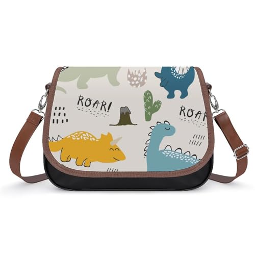 VNJVPWLQW Umhängetasche Damen Blauer Dinosaurier Schultertasche Crossbody Tasche Handytasche Geldbörsen 31x22x11cm von VNJVPWLQW