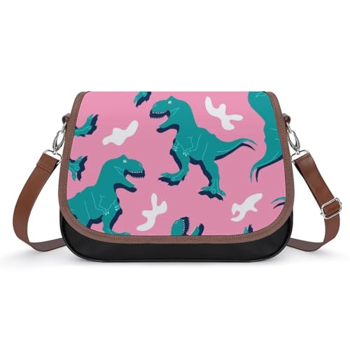 VNJVPWLQW Umhängetasche Damen Blauer Dinosaurier Schultertasche Crossbody Tasche Handytasche Geldbörsen 31x22x11cm von VNJVPWLQW