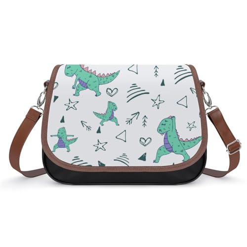 VNJVPWLQW Umhängetasche Damen Blauer Dinosaurier Schultertasche Crossbody Tasche Handytasche Geldbörsen 31x22x11cm von VNJVPWLQW