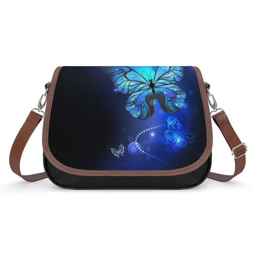 VNJVPWLQW Umhängetasche Damen Blauer Schmetterling Schultertasche Crossbody Tasche Handytasche Geldbörsen 31x22x11cm von VNJVPWLQW