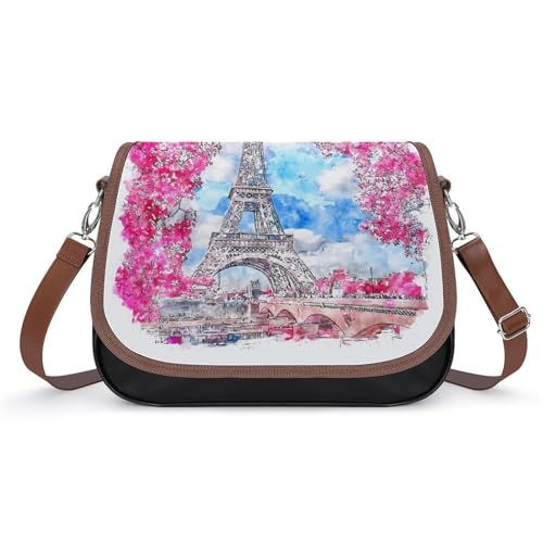 VNJVPWLQW Umhängetasche Damen Blumenturm Schultertasche Crossbody Tasche Handytasche Geldbörsen 31x22x11cm von VNJVPWLQW