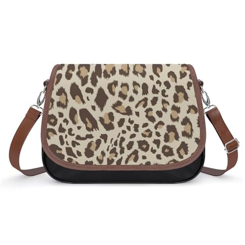 VNJVPWLQW Umhängetasche Damen Brauner Leopard Schultertasche Crossbody Tasche Handytasche Geldbörsen 31x22x11cm von VNJVPWLQW