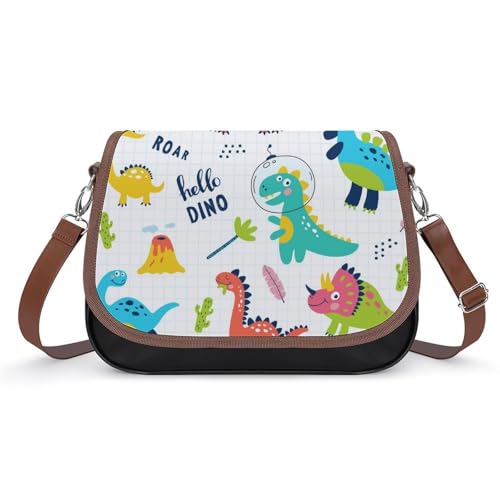 VNJVPWLQW Umhängetasche Damen Bunte Dinosaurier Schultertasche Crossbody Tasche Handytasche Geldbörsen 31x22x11cm von VNJVPWLQW