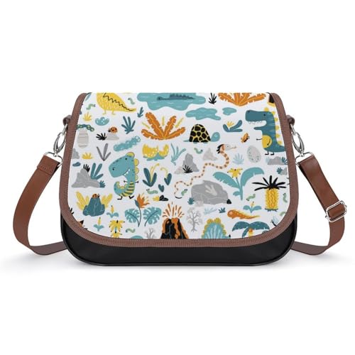 VNJVPWLQW Umhängetasche Damen Dinosaurier Schultertasche Crossbody Tasche Handytasche Geldbörsen 31x22x11cm von VNJVPWLQW