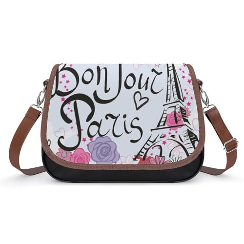 VNJVPWLQW Umhängetasche Damen Eiffelturm In Paris Schultertasche Crossbody Tasche Handytasche Geldbörsen 31x22x11cm von VNJVPWLQW