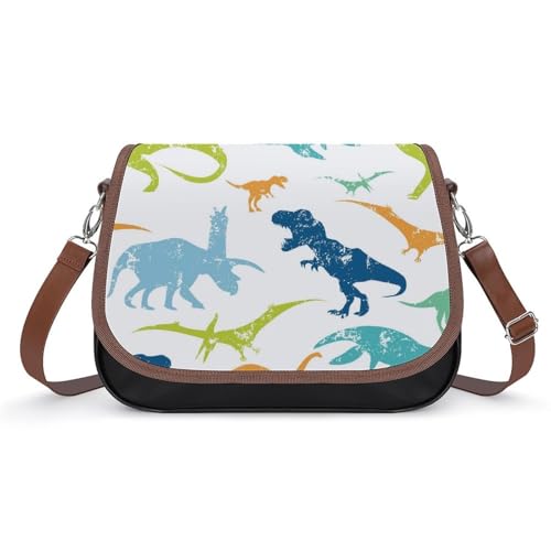 VNJVPWLQW Umhängetasche Damen Farbe Dinosaurier Schultertasche Crossbody Tasche Handytasche Geldbörsen 31x22x11cm von VNJVPWLQW
