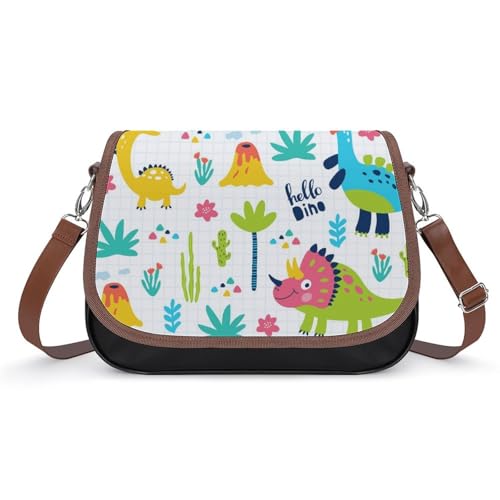 VNJVPWLQW Umhängetasche Damen Farbige Dinosaurier Schultertasche Crossbody Tasche Handytasche Geldbörsen 31x22x11cm von VNJVPWLQW