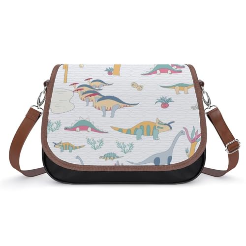 VNJVPWLQW Umhängetasche Damen Farbiger Dinosaurier Schultertasche Crossbody Tasche Handytasche Geldbörsen 31x22x11cm von VNJVPWLQW