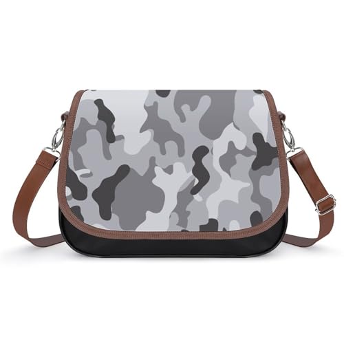 VNJVPWLQW Umhängetasche Damen Graue Tarnung Schultertasche Crossbody Tasche Handytasche Geldbörsen 31x22x11cm von VNJVPWLQW