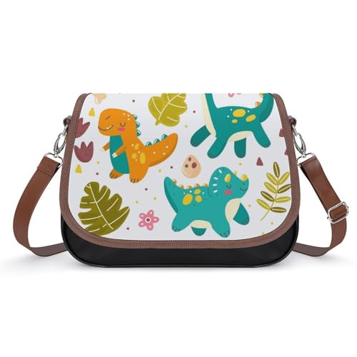 VNJVPWLQW Umhängetasche Damen Grün-Blauer Dinosaurier Schultertasche Crossbody Tasche Handytasche Geldbörsen 31x22x11cm von VNJVPWLQW